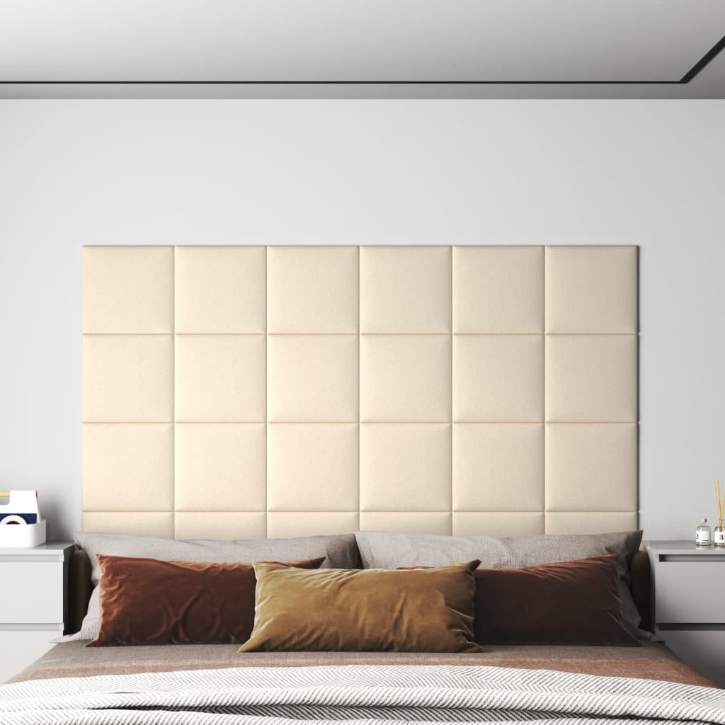 Wandpaneele 12 Stk. Creme 30x30 cm Samt 1,08 m²