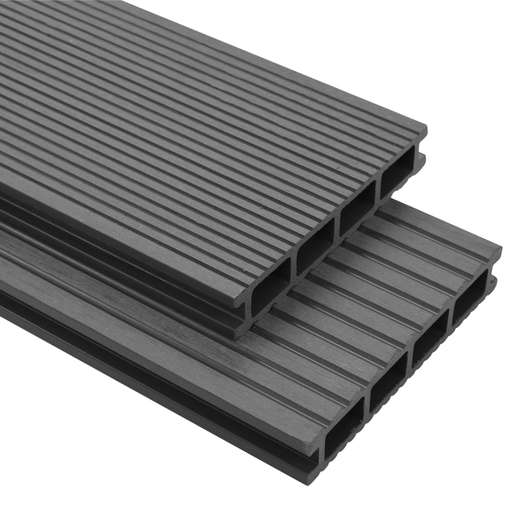WPC Terrassendielen mit Montagezubehör 10 m² 2,2 m Grau WPC Terrassendielen mit Montagezubehör 10 m² 2,2 m Grau