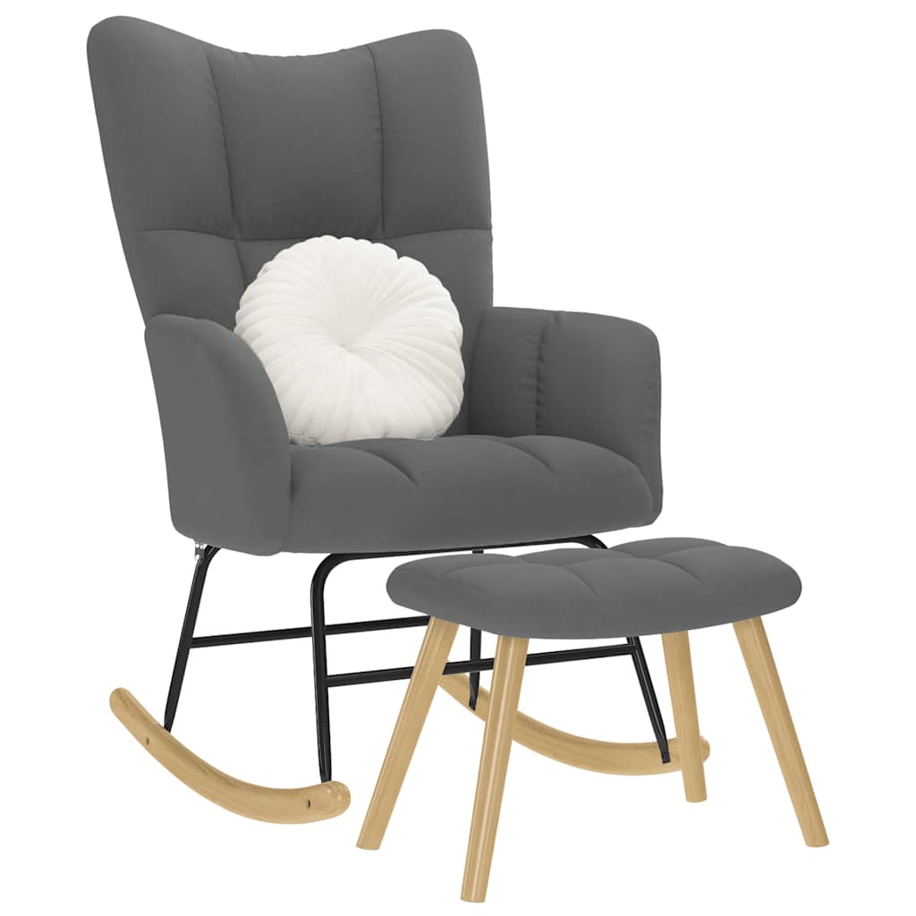 Schaukelsessel mit Hocker Dunkelgrau Stoff Schaukelsessel mit Hocker Dunkelgrau Stoff