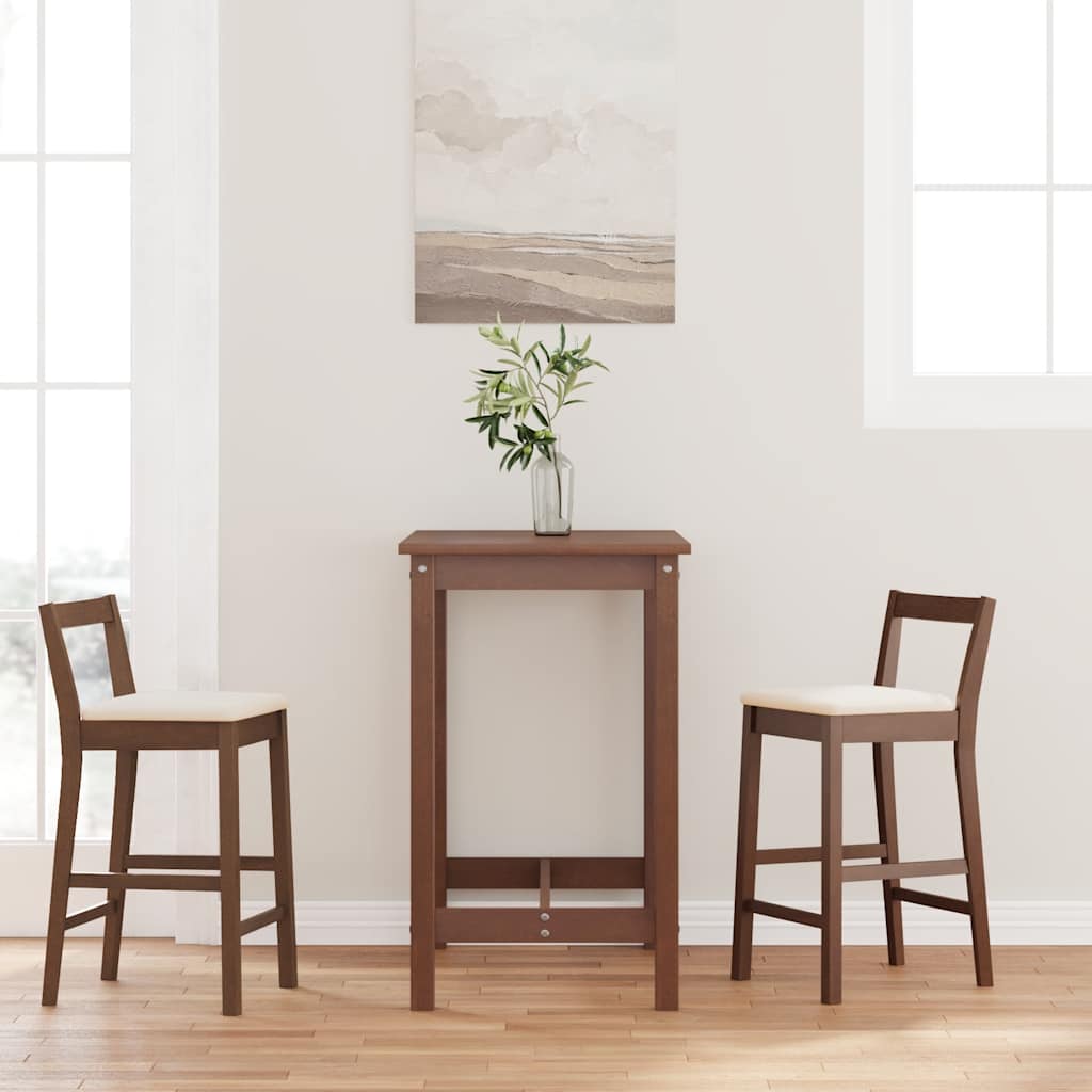 Barhocker mit Kissen 2 Stk. Braun Massivholz Gummibaum Barhocker mit Kissen 2 Stk. Braun Massivholz Gummibaum