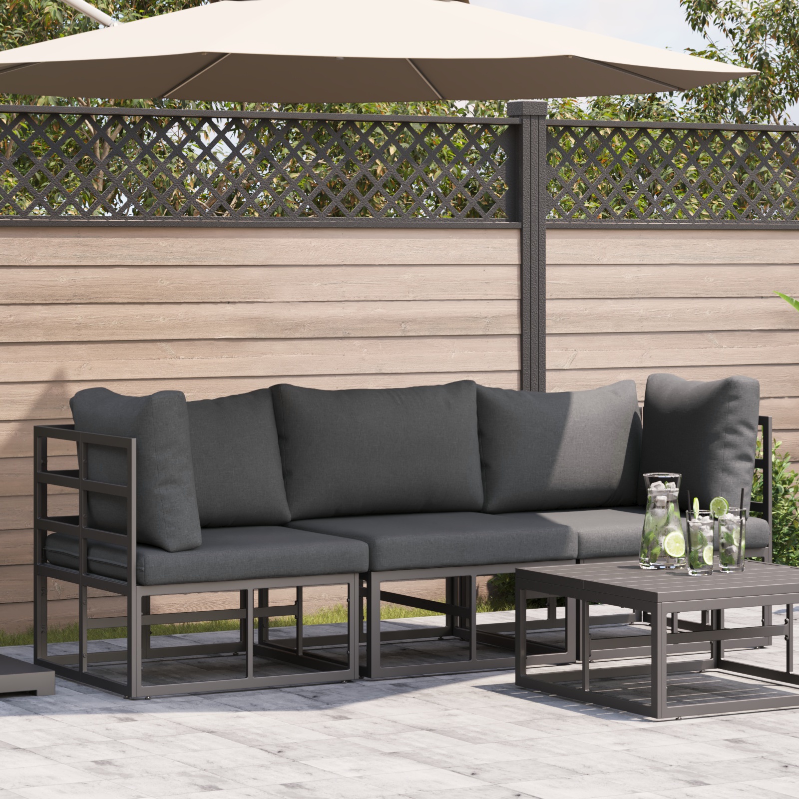 Gartenmöbel-Sets mit Kissen mit Kissen 3 pcs Schwarz und Anthrazit Gartenmöbel-Sets mit Kissen mit Kissen 3 pcs Schwarz und Anthrazit