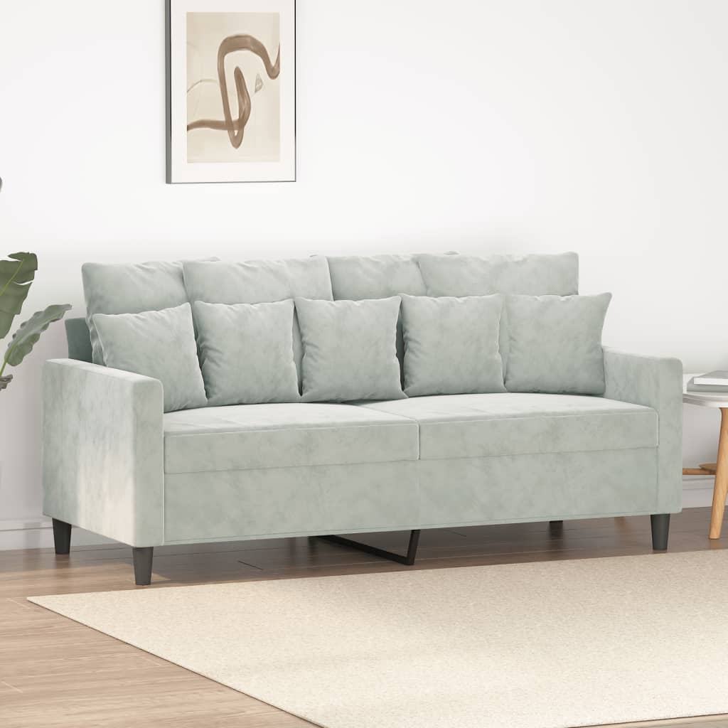 2-Sitzer-Sofa Hellgrau 140 cm Samt 2-Sitzer-Sofa Hellgrau 140 cm Samt
