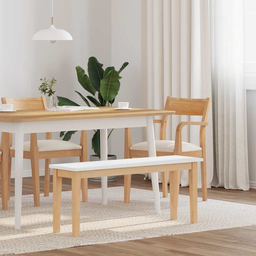 Bank 110 cm Weiß Massivholz Gummibaum Bank 110 cm Weiß Massivholz Gummibaum