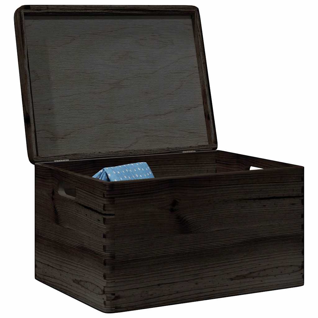 Holzkiste mit Deckel und Griffen Schwarz 40x30x23 cm Massivholz Holzkiste mit Deckel und Griffen Schwarz 40x30x23 cm Massivholz