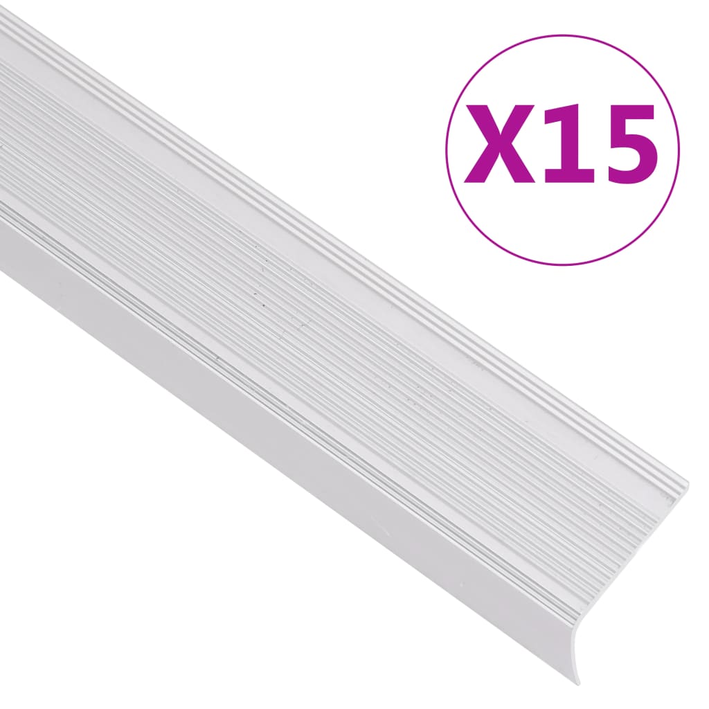 Treppenkantenprofile in L-Form 15 Stk. Aluminium 90 cm Silbern Treppenkantenprofile in L-Form 15 Stk. Aluminium 90 cm Silbern
