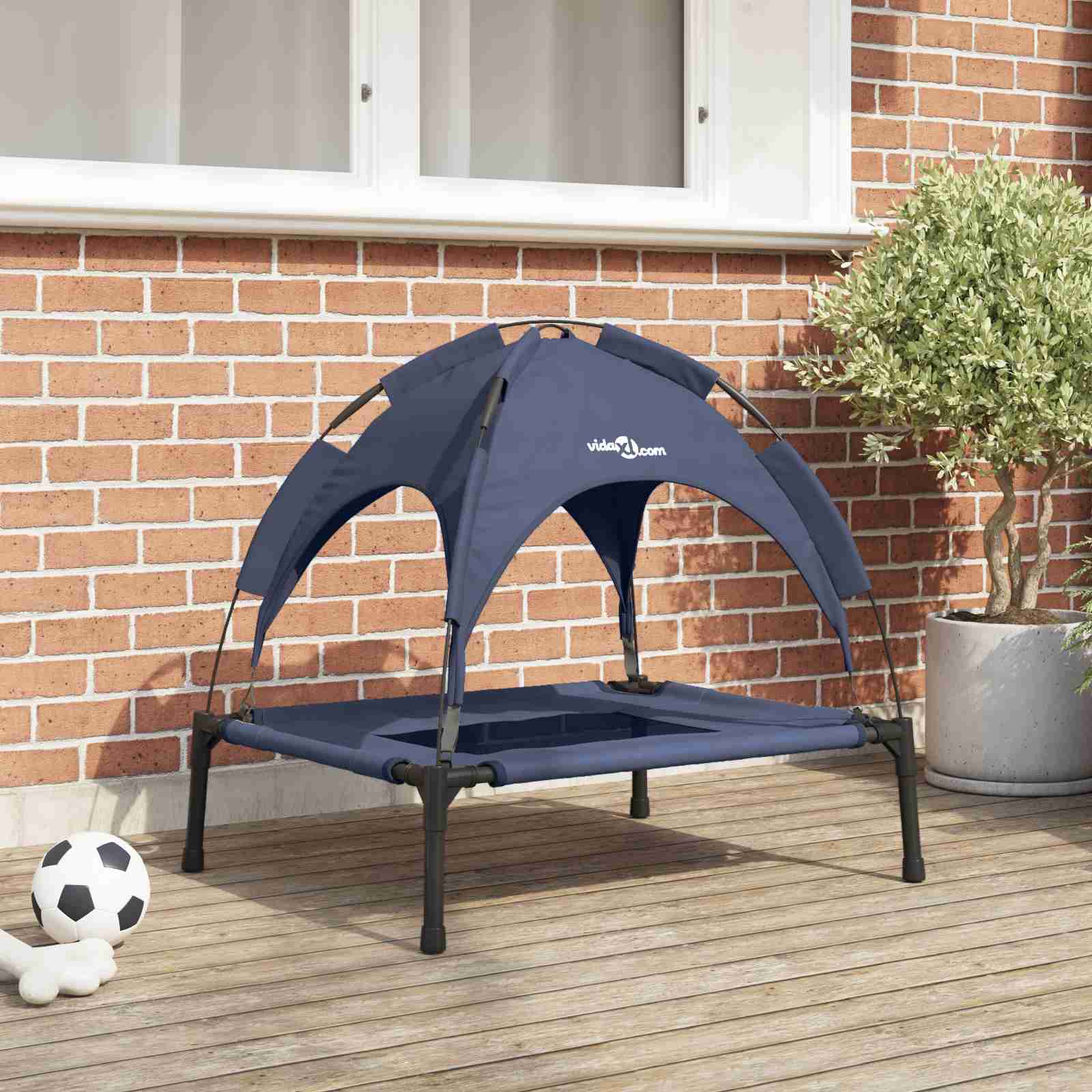 erhöhtes Hundebett mit abnehmbarem Dach Marineblau L Stahl erhöhtes Hundebett mit abnehmbarem Dach Marineblau L Stahl