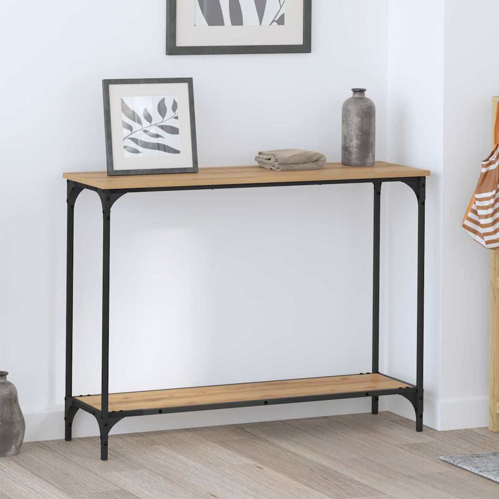 Konsolentisch mit Regal Eiche handwerklich 101 x 30.5 x 75 cm