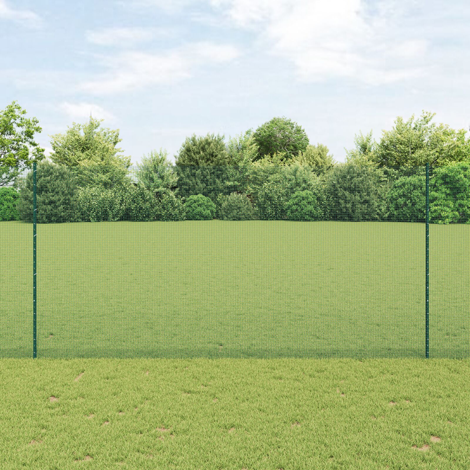 Schweissdrahtzaun mit 5 U-Posten Grün 1,6x10 m Stahl
