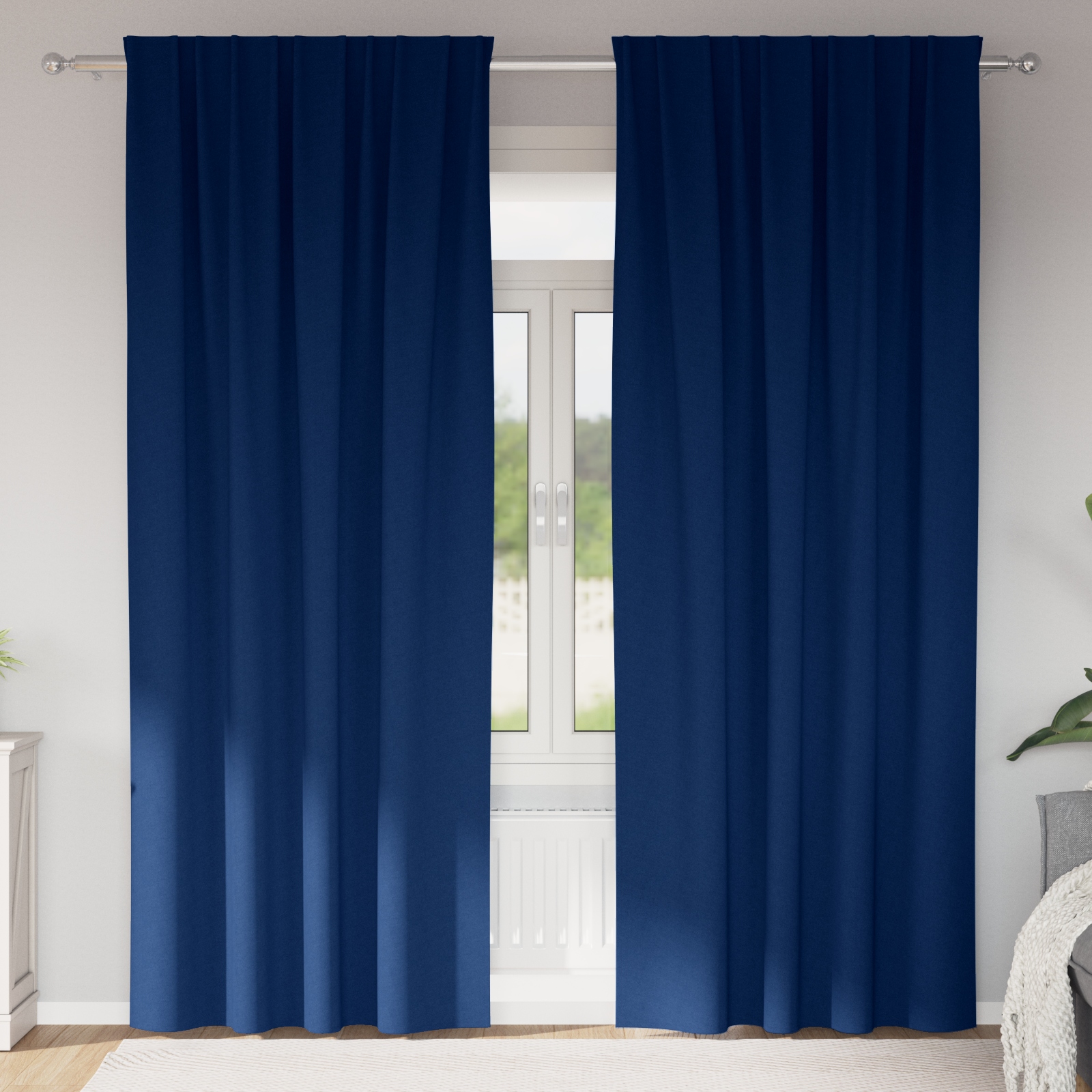 Vorhänge mit Vorhängen 2 pcs Dunkelblau 245 x 140 cm Polyester