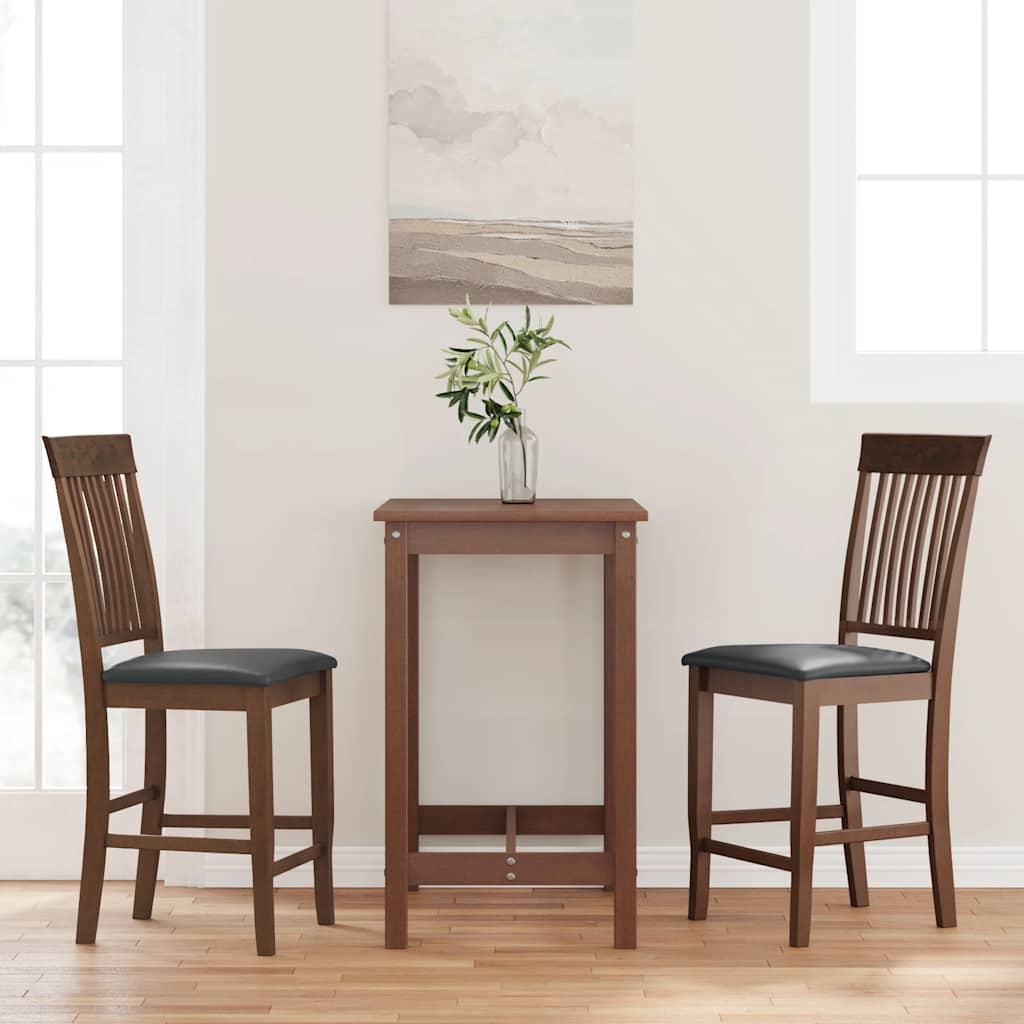Barhocker mit Kissen 2 Stk. Braun Massivholz Gummibaum Barhocker mit Kissen 2 Stk. Braun Massivholz Gummibaum