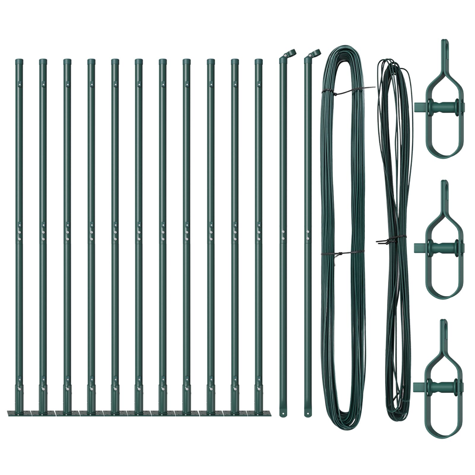 Zaunpfosten mit Fußplatten 13 Stück Ø32mm 88,5cm Galvanisierter Stahl