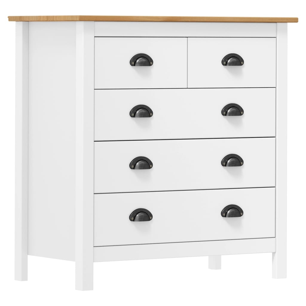 Sideboard Hill Weiß 79x40x80 cm Massivholz Kiefer