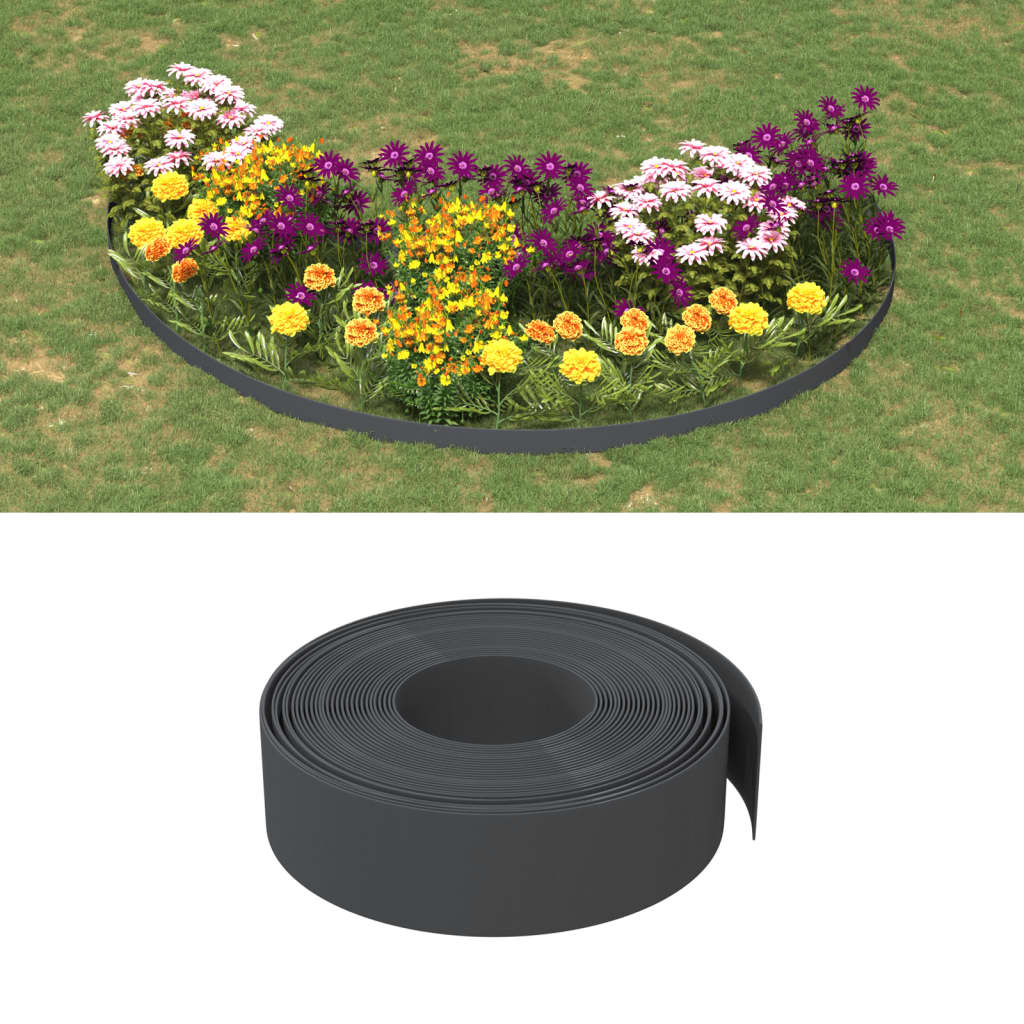 Rasenkante Grau 10 m 15 cm Polyethylen