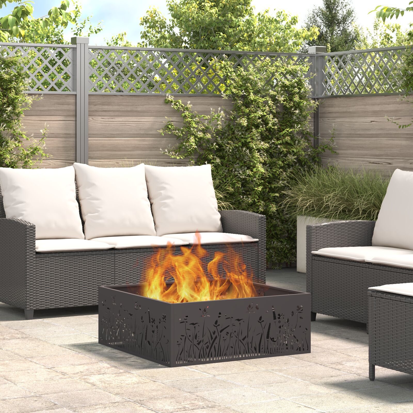 vidaXL Feuerstelle Quadrat Schwarz 80x80x30 cm Stahl vidaXL Feuerstelle Quadrat Schwarz 80x80x30 cm Stahl