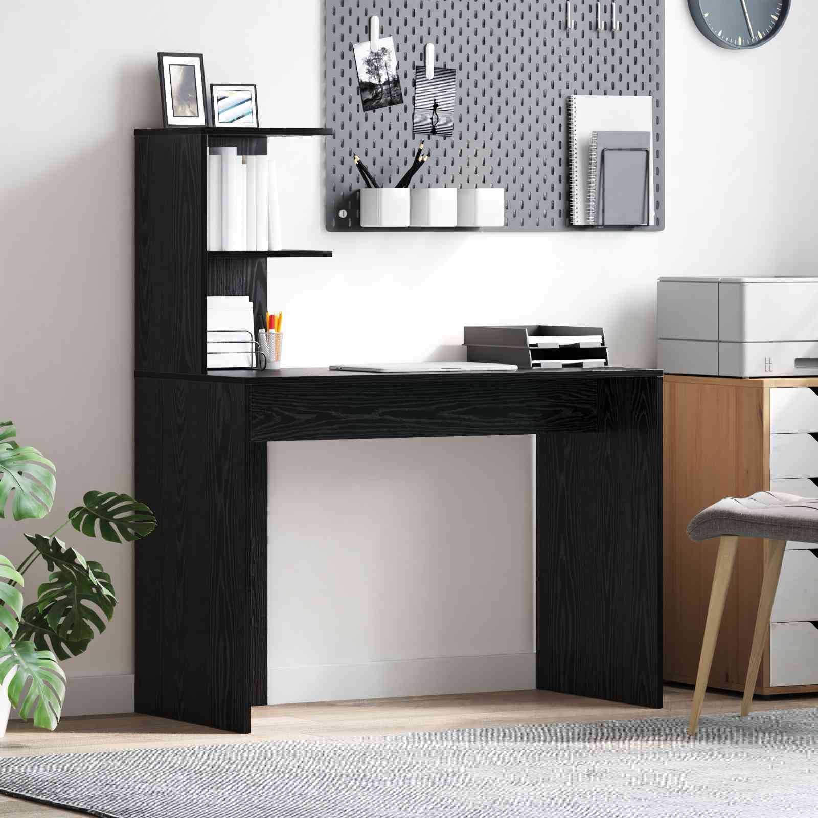 Schwarzer Eichenholz Schreibtisch Schwarze Eiche MDF, Laminat Schwarzer Eichenholz Schreibtisch Schwarze Eiche MDF, Laminat