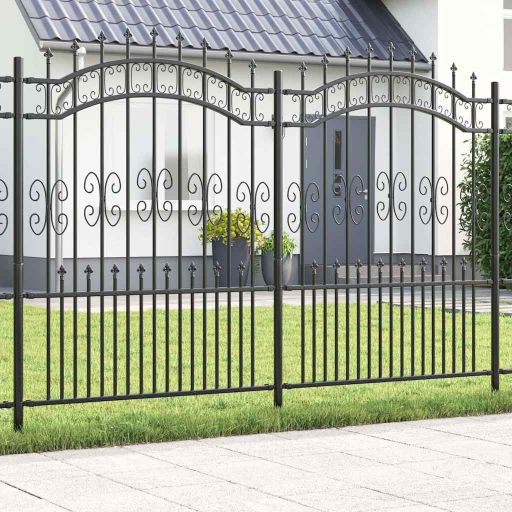 Gartenzaun Grau 190 cm Pulverbeschichteter Stahl