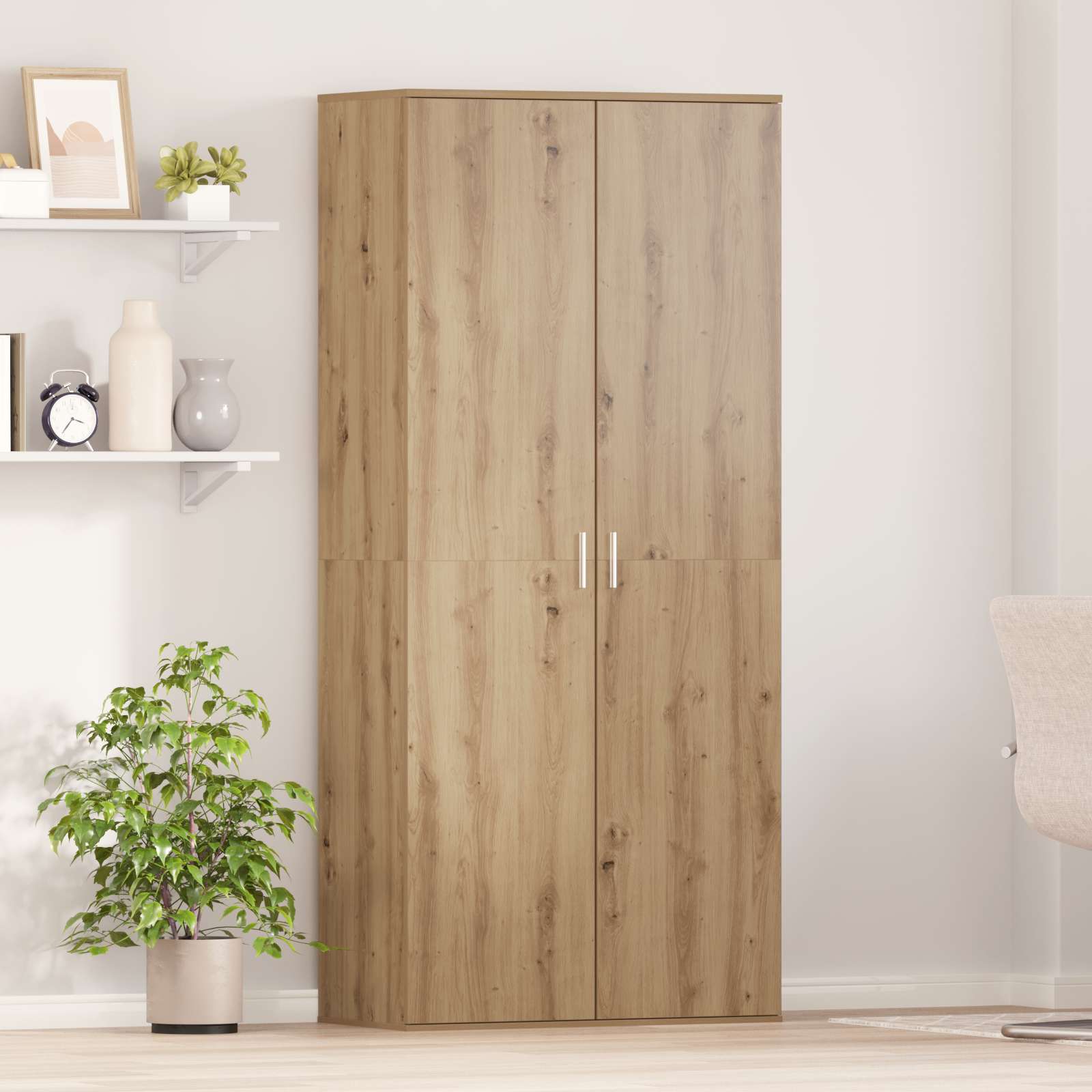 Highboard Kunsthandwerk-Eiche 80x39x178 cm Holzwerkstoff Highboard Kunsthandwerk-Eiche 80x39x178 cm Holzwerkstoff