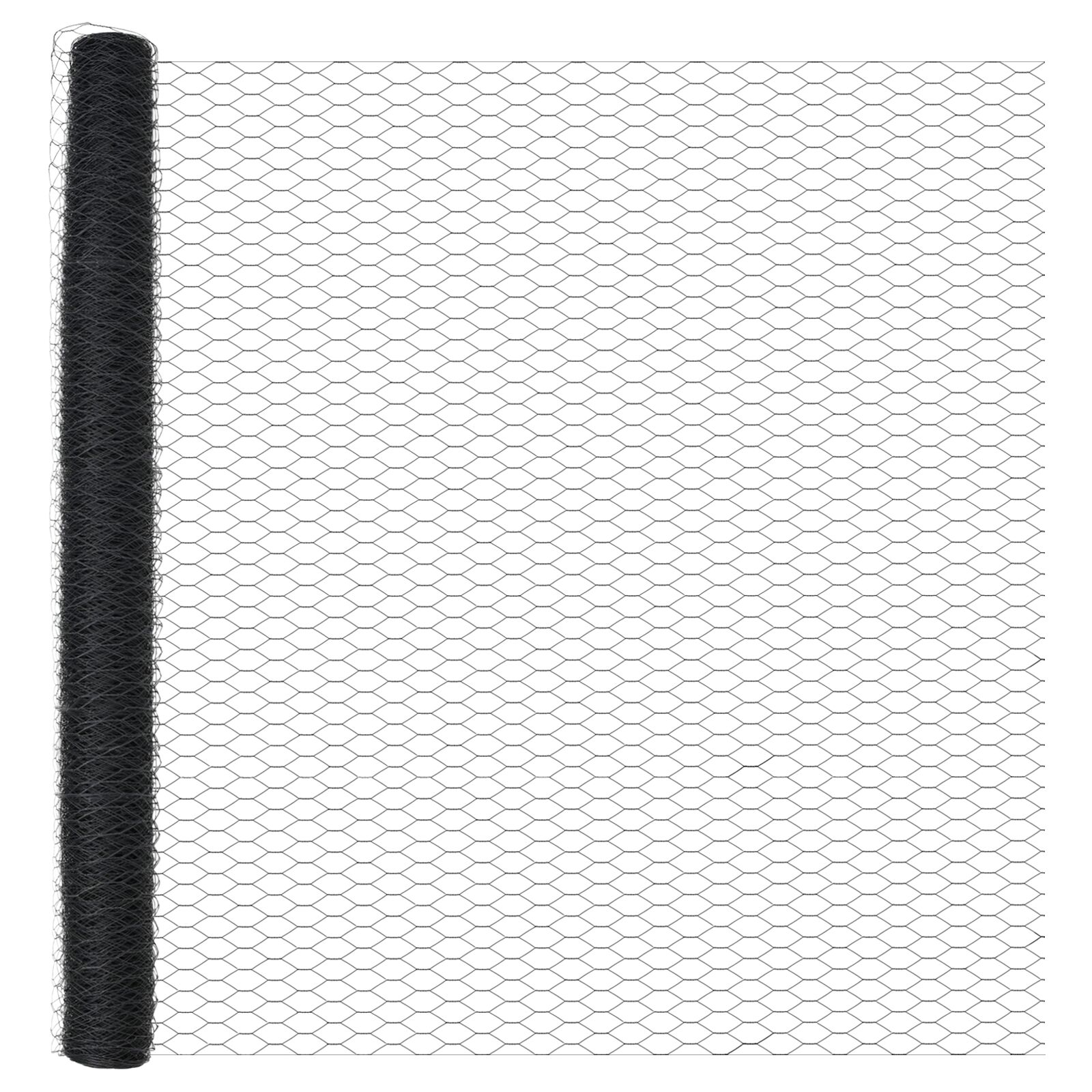 Hexagon Zaun Grau 1,6x10 m Stahl, Zaunpfosten mit Spike 7 Stück Ø32 mm 180 cm verzinkter Stahl