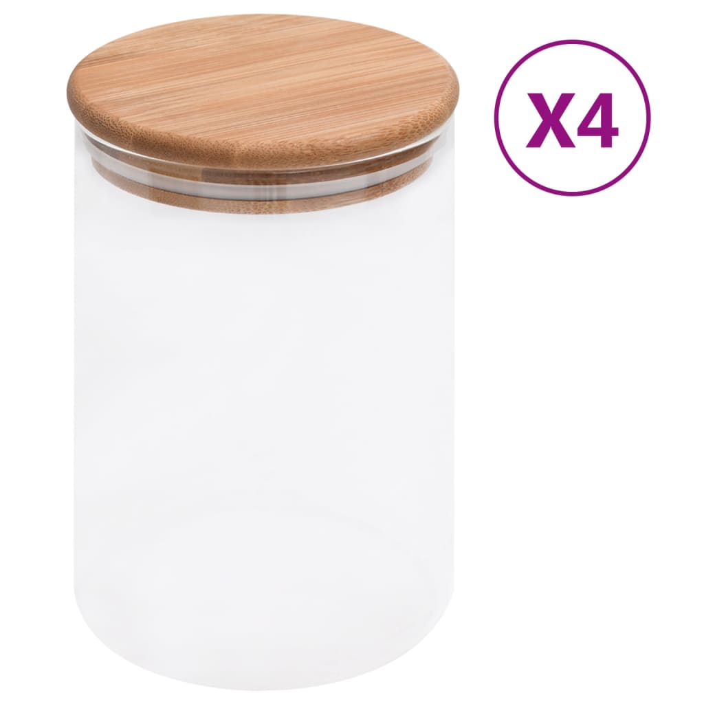 Vorratsgläser mit Bambusdeckel 4 Stk. 800 ml Vorratsgläser mit Bambusdeckel 4 Stk. 800 ml