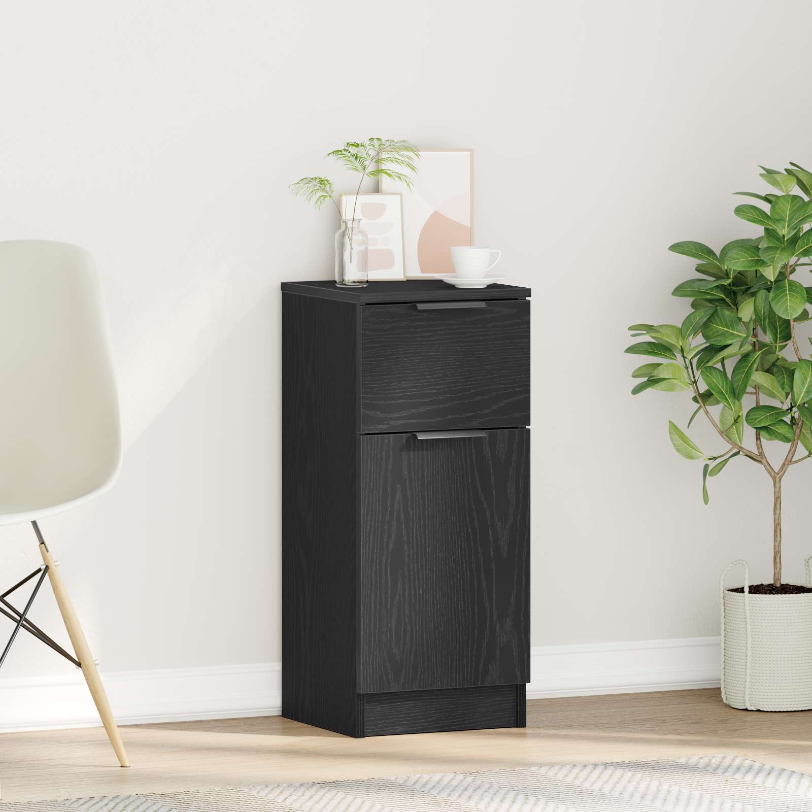 Sideboard Schwarz Eiche 30x30x70 cm Holzwerkstoff