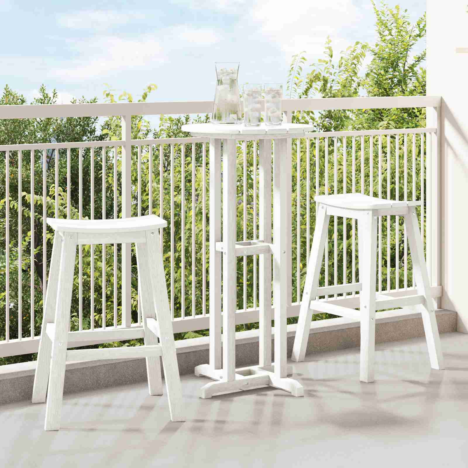 3-teiliges Garten Bar Set Weiß HDPE 3-teiliges Garten Bar Set Weiß HDPE