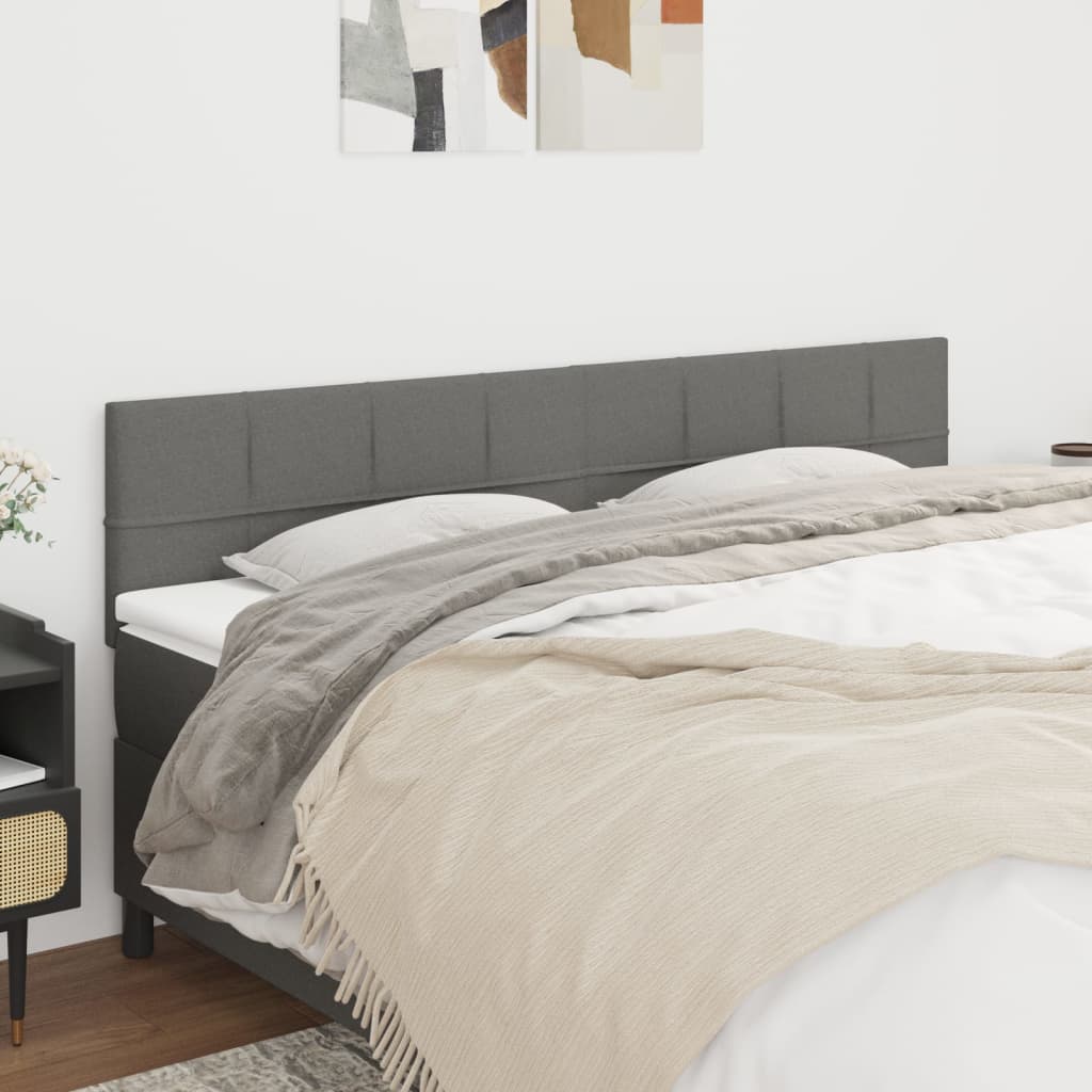Kopfteile 2 Stk. Dunkelgrau 90x5x78/88 cm Stoff Kopfteile 2 Stk. Dunkelgrau 90x5x78/88 cm Stoff
