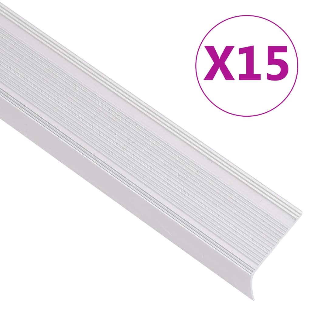 Treppenkantenprofile in L-Form 15 Stk. Aluminium 100 cm Silbern Treppenkantenprofile in L-Form 15 Stk. Aluminium 100 cm Silbern