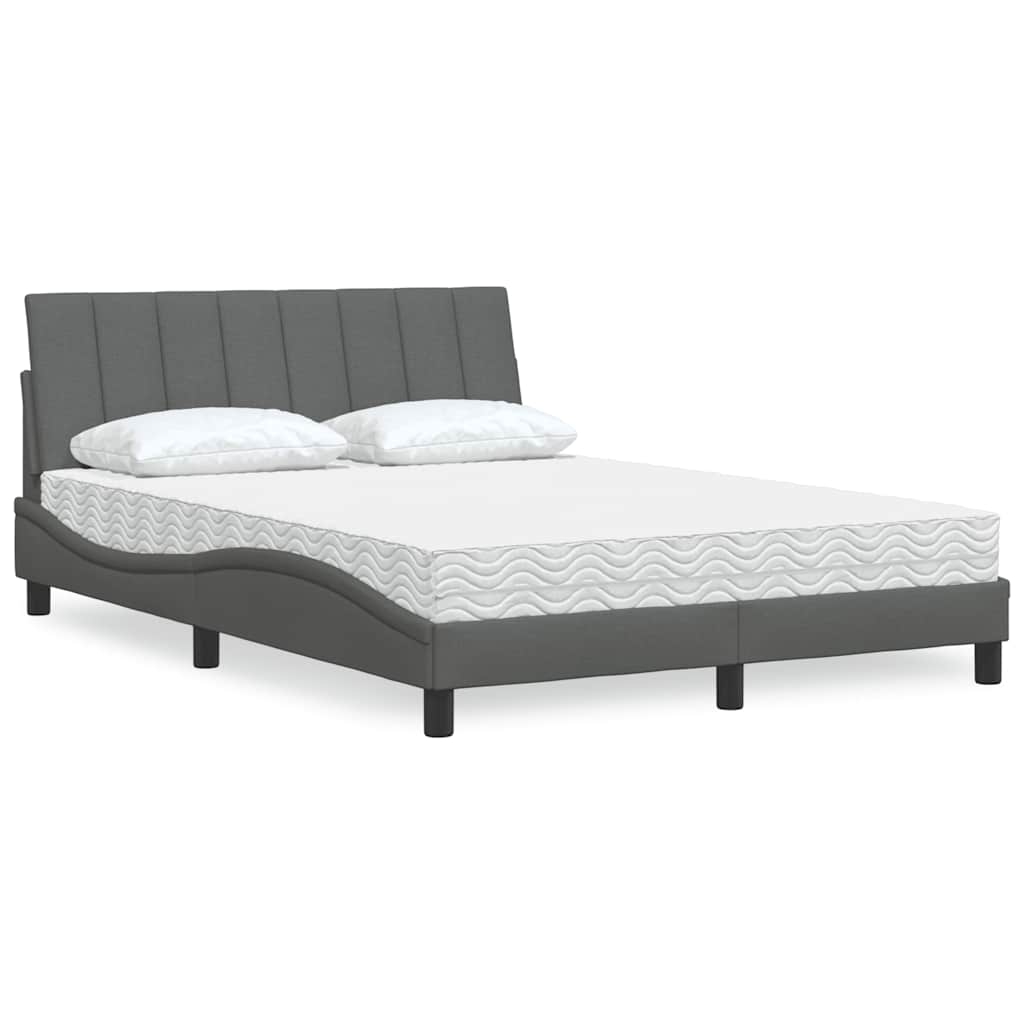Bett mit Matratze "Hanko" Dunkelgrau 140x200 cm Stoff Bett mit Matratze "Hanko" Dunkelgrau 140x200 cm Stoff