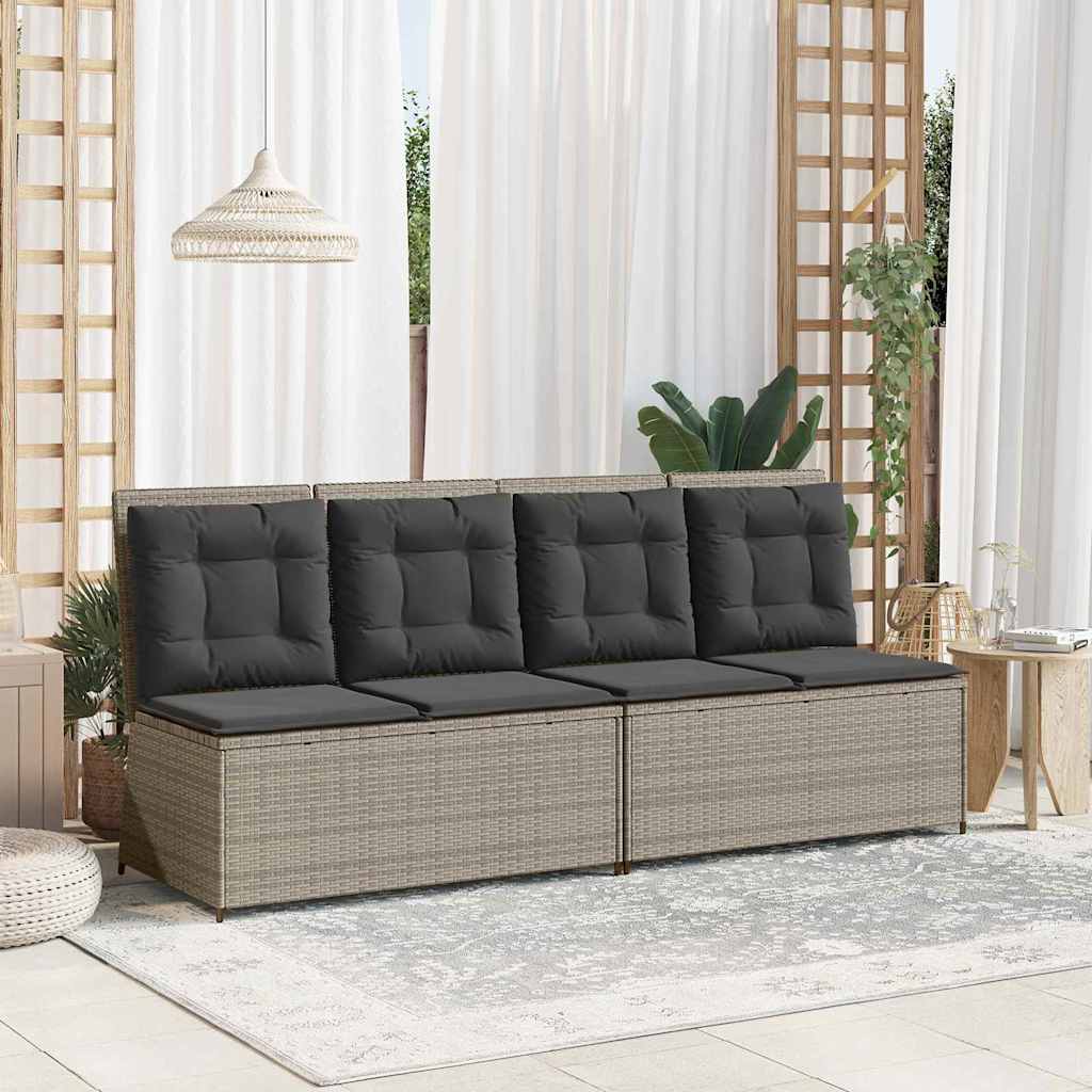 Gartenbank mit Kissen Hellgrau Poly Rattan Gartenbank mit Kissen Hellgrau Poly Rattan