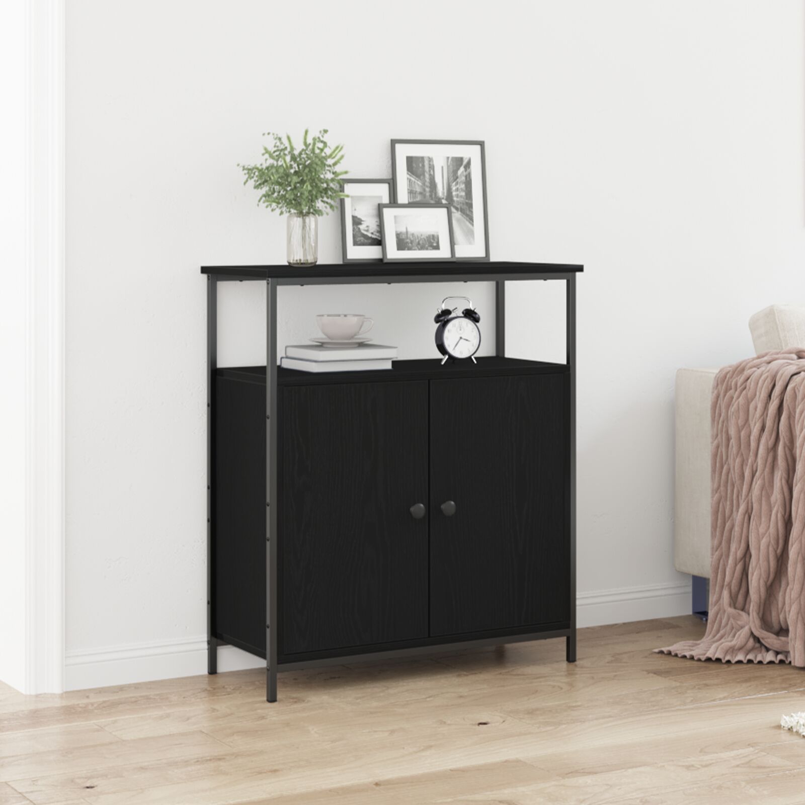vidaXL Sideboard Schwarz Eiche 70x30x80 cm Holzwerkstoff