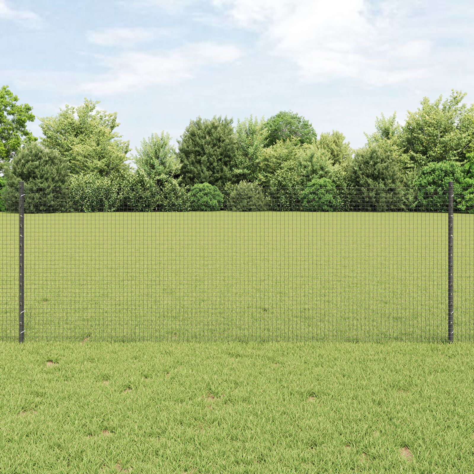 Geschweißter Drahtzaun mit 11 U-Pfosten Grau 0.8x25 m Stahl