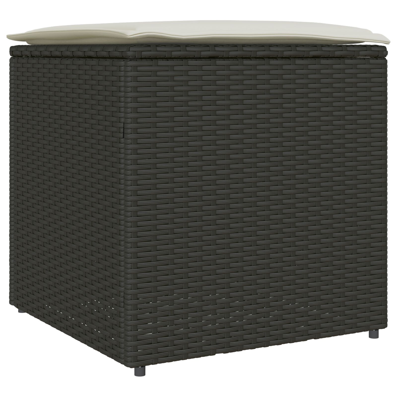 Außenlagerungskiste Schwarz und Creme Rattan, Polyester 80 cm Außenlagerungskiste Schwarz und Creme Rattan, Polyester 80 cm