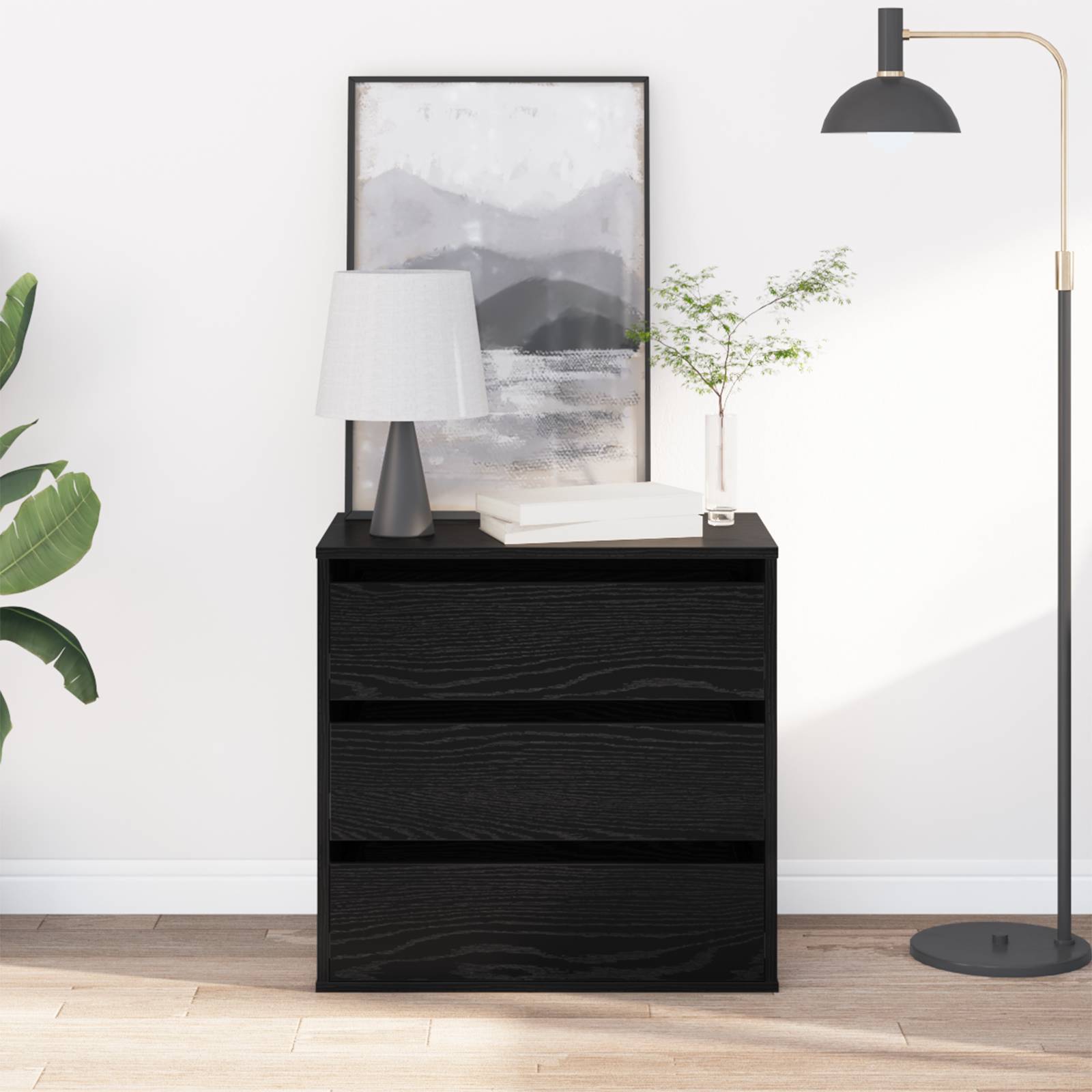 Eckkommode Schwarz Eiche 60x41x58 cm Holzwerkstoff Eckkommode Schwarz Eiche 60x41x58 cm Holzwerkstoff