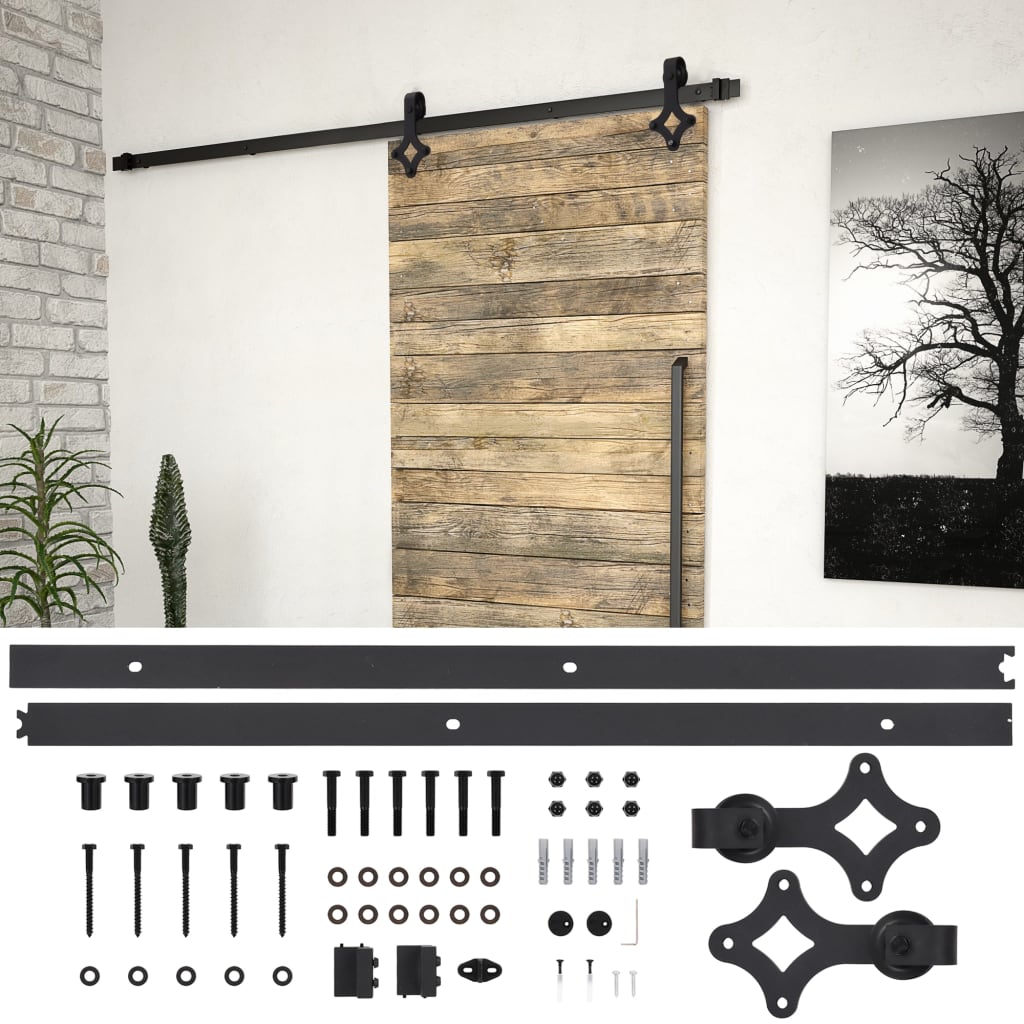 Schiebetürbeschlag-Set SKIEN 200 cm Stahl Schwarz Schiebetürbeschlag-Set SKIEN 200 cm Stahl Schwarz