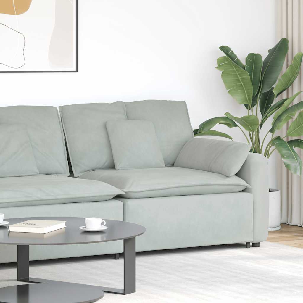 Modulares Sofa Endmodul mit Armlehne Kissen Hellgrau 100 cm Modulares Sofa Endmodul mit Armlehne Kissen Hellgrau 100 cm