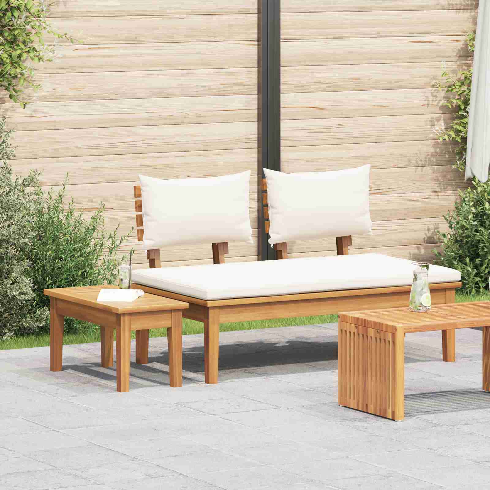 2-teiliges Gartenbank-Set aus massivem Teakholz 2-teiliges Gartenbank-Set aus massivem Teakholz