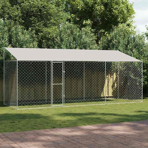 Hundekäfig Silber 600 x 200 x 256 cm Verzinkter Stahl Hundekäfig Silber 600 x 200 x 256 cm Verzinkter Stahl