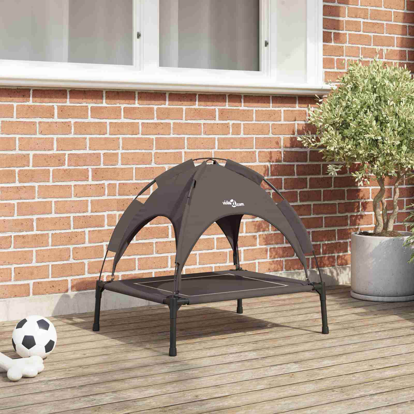 Erhöhtes Hundebett mit abnehmbarem Dach Braun S Stahl Erhöhtes Hundebett mit abnehmbarem Dach Braun S Stahl