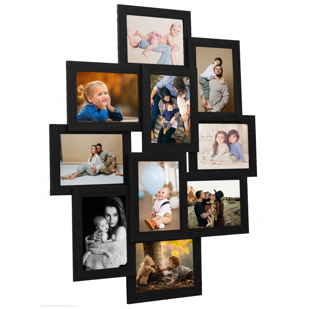Collage Bilderrahmen für 10x(10x15 cm) Fotos Schwarz MDF Collage Bilderrahmen für 10x(10x15 cm) Fotos Schwarz MDF
