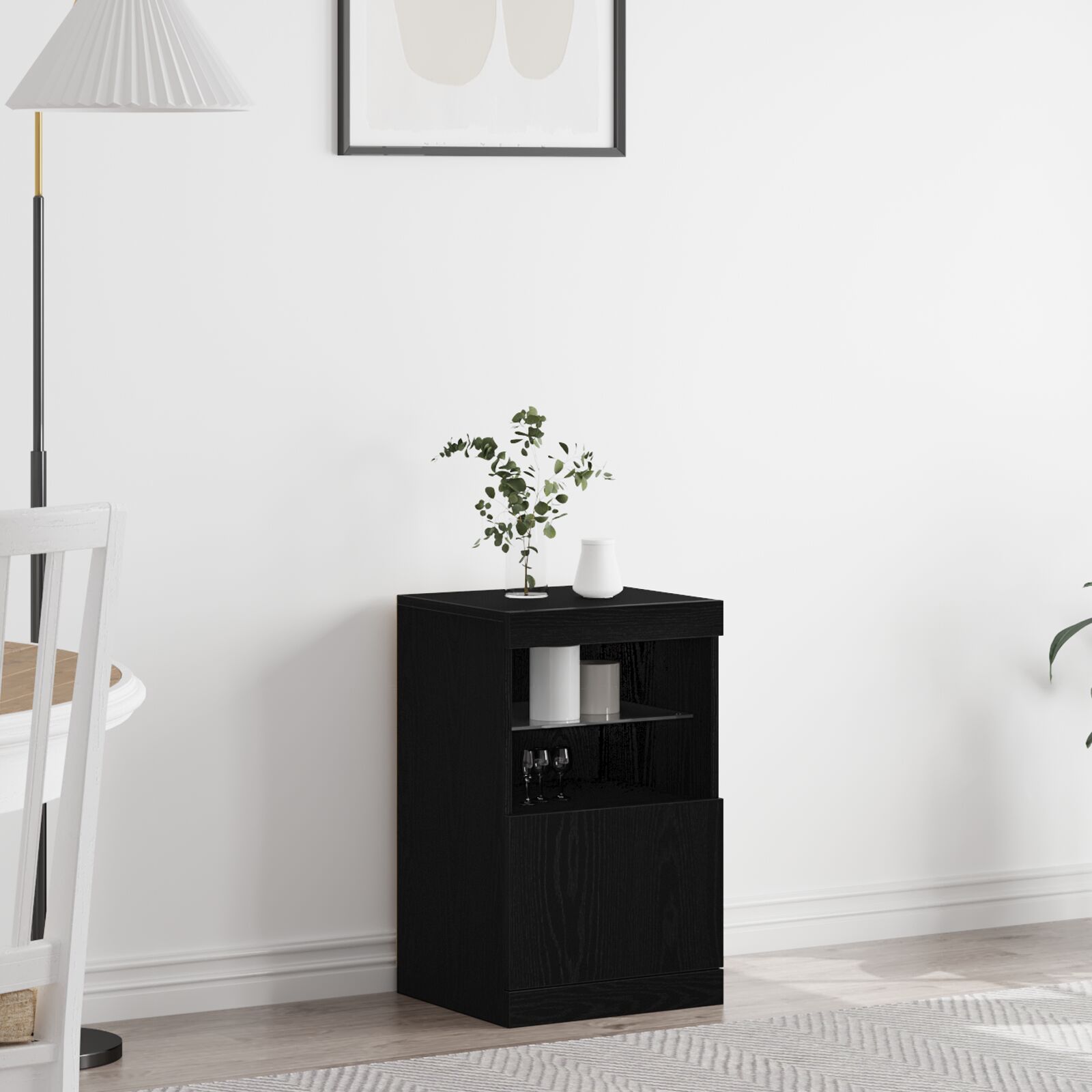 vidaXL Sideboard mit LED-Lichtern Schwarze Eiche 41x37x67 cm