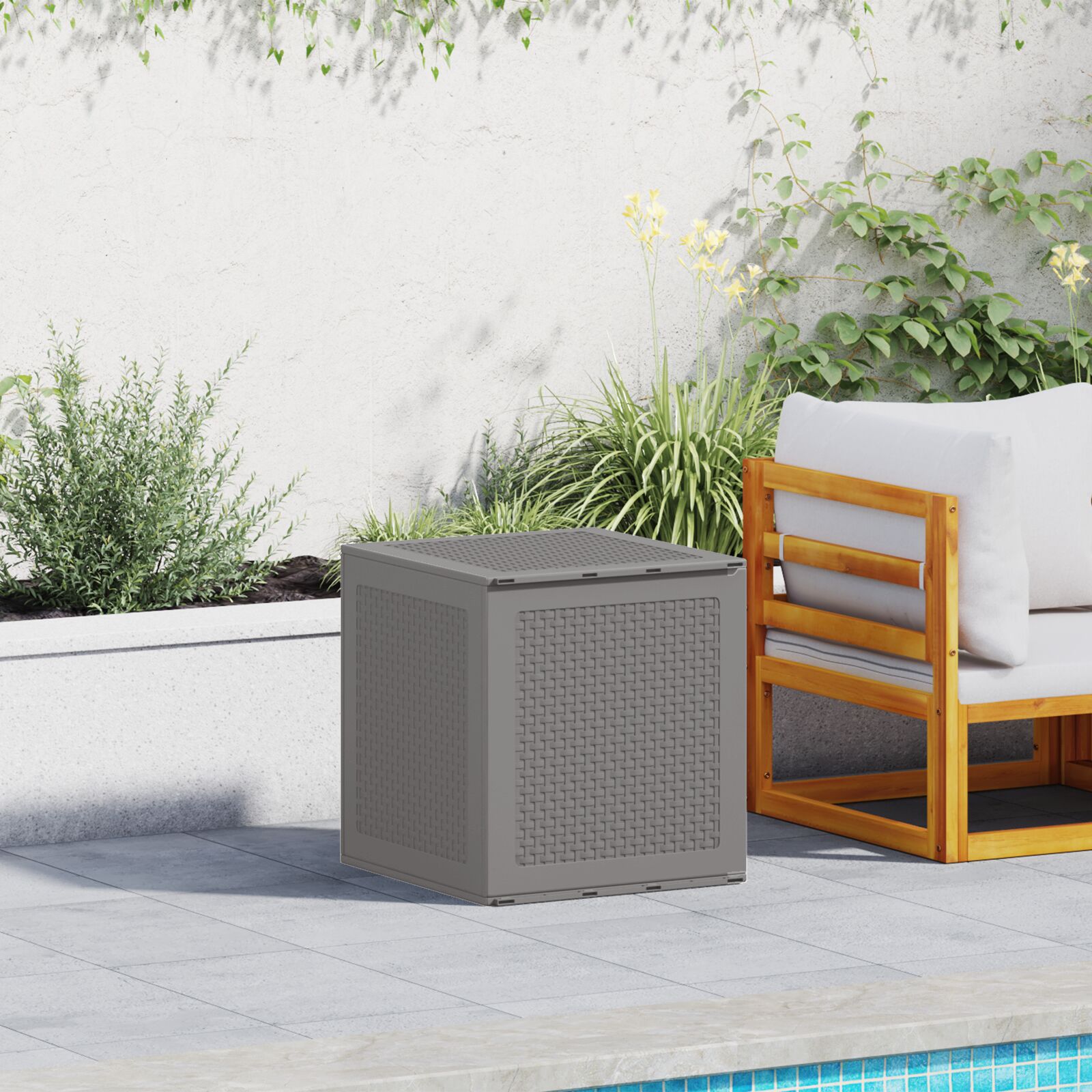 vidaXL Gartenlagerbox Hellgrau 55x53x57 cm PP vidaXL Gartenlagerbox Hellgrau 55x53x57 cm PP