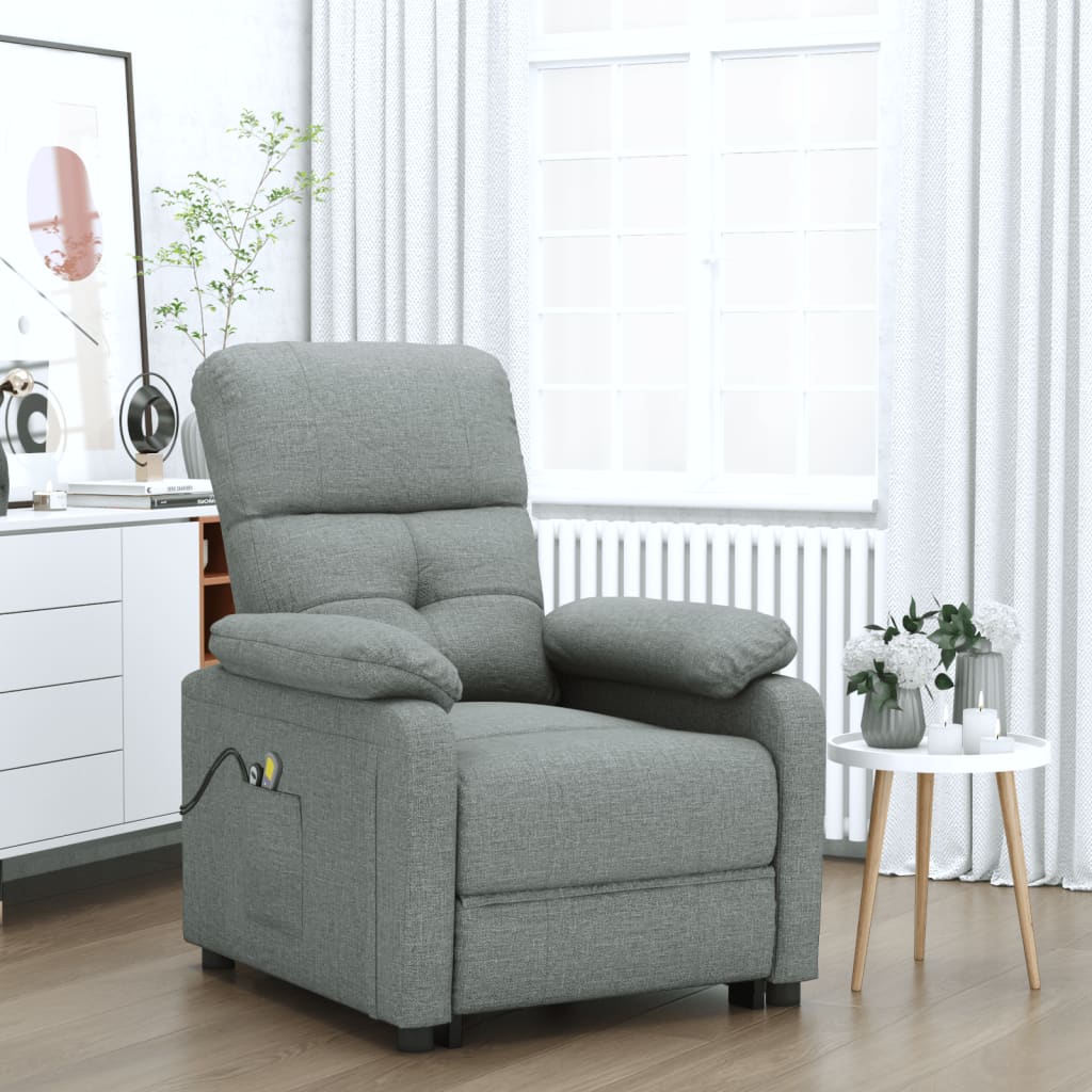 Massagesessel Elektrisch Dunkelgrau Stoff Massagesessel Elektrisch Dunkelgrau Stoff