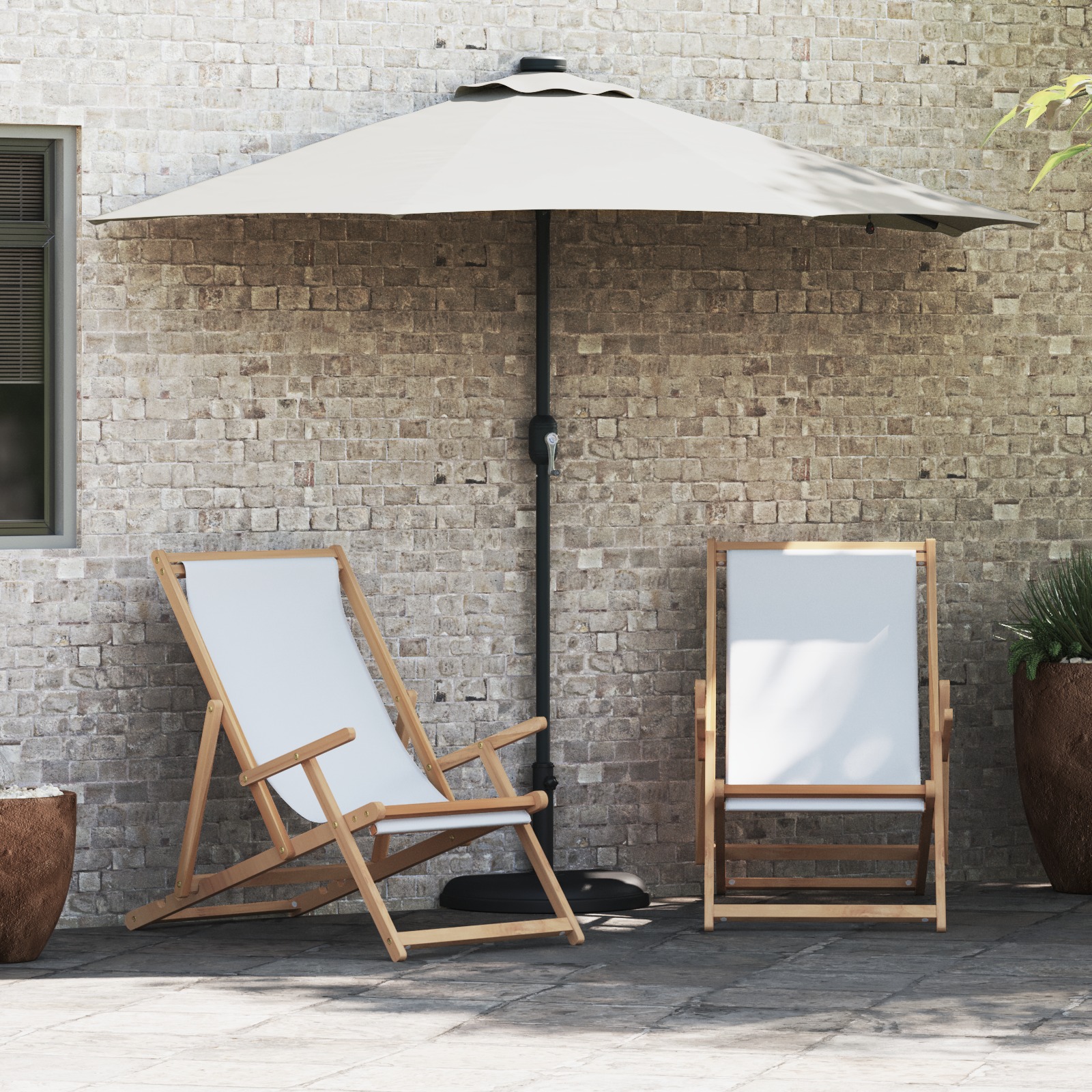 Gartenparasol Sandfarbe 294 x 150 x 223 cm Stoff Gartenparasol Sandfarbe 294 x 150 x 223 cm Stoff