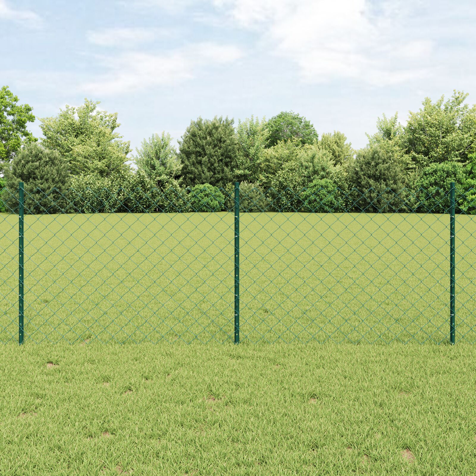 Kettenzaun mit 10 U-Posts Grün 0.8x10 m Stahl