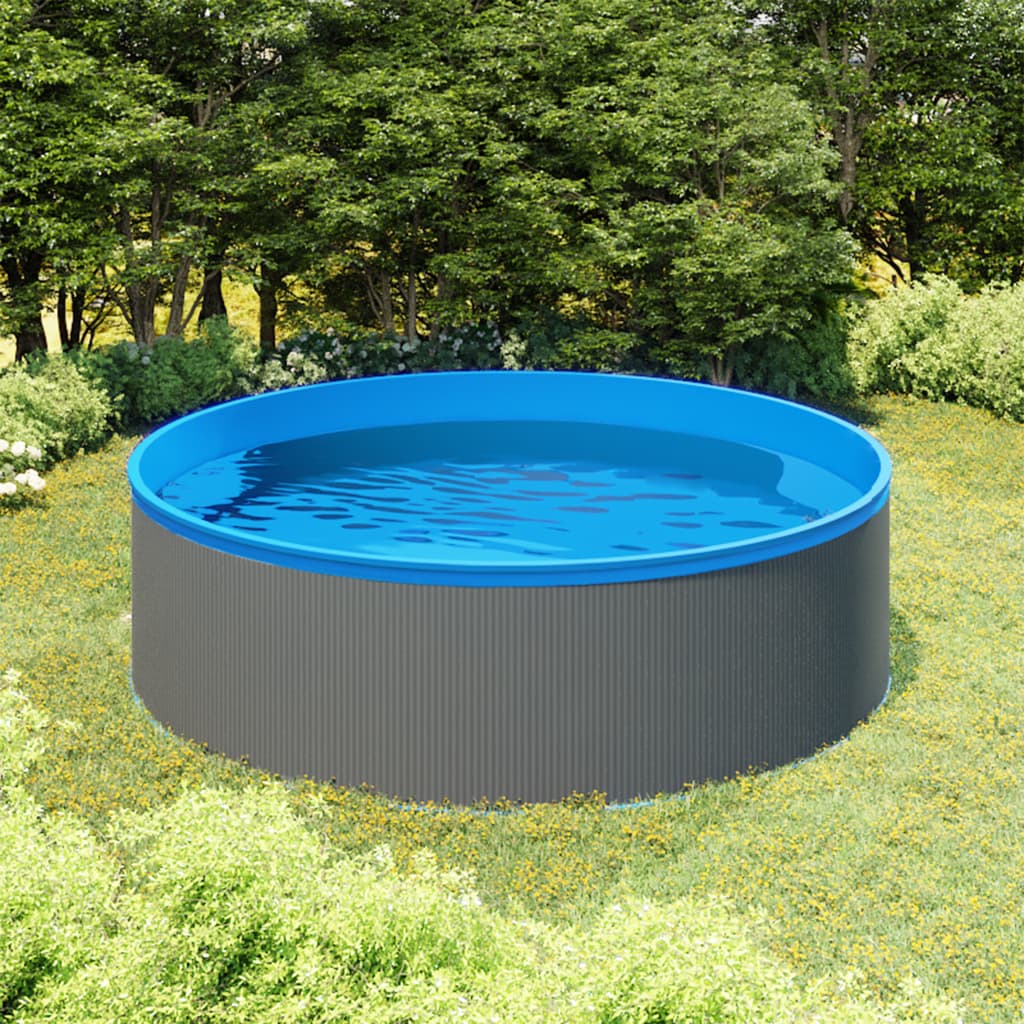 Planschbecken mit Einhängeskimmer und Pumpe 350x90 cm Grau Planschbecken mit Einhängeskimmer und Pumpe 350x90 cm Grau