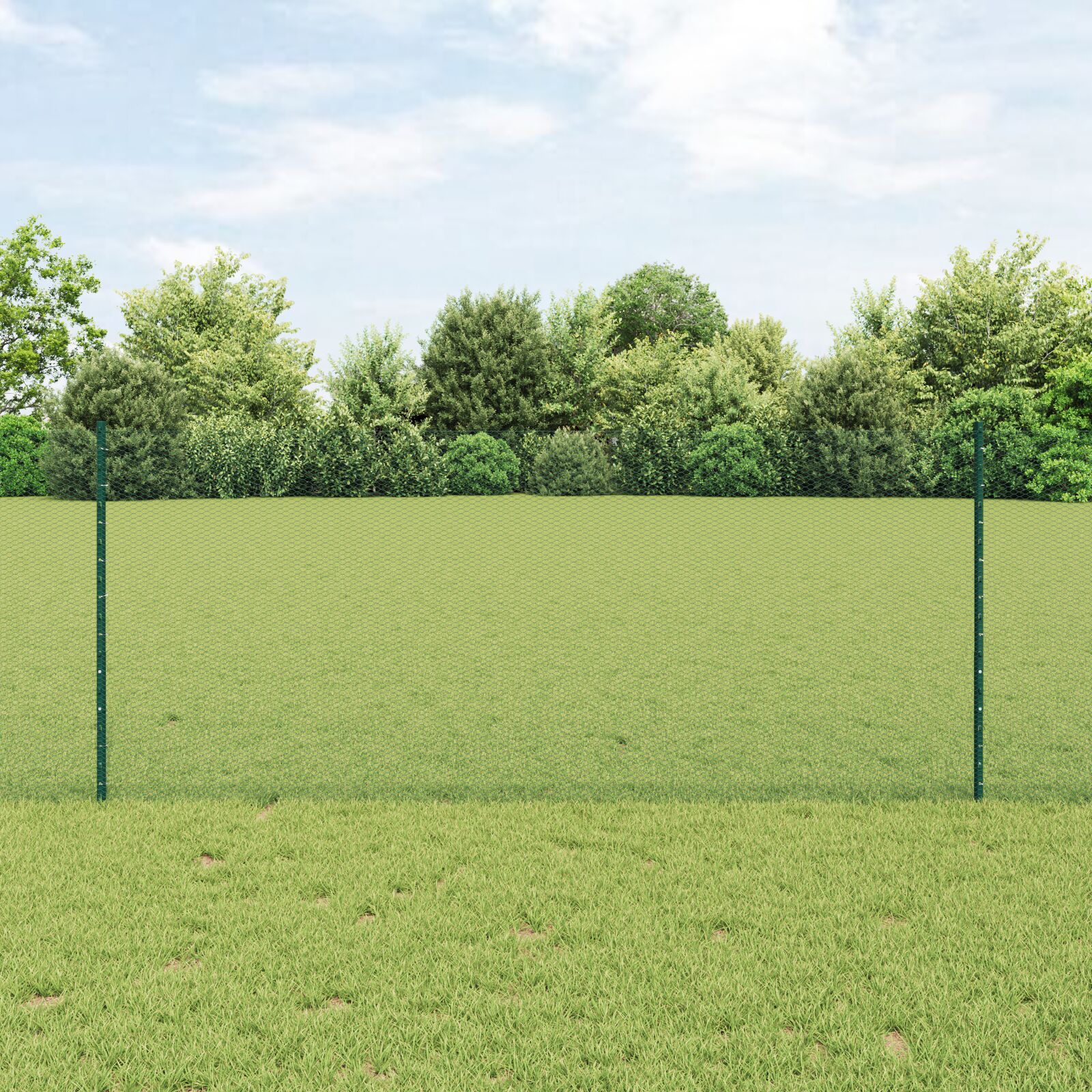 Zaunpfosten 5 Stück U-Channel Grün 100 cm Stahl, Sechseckzaun Grün 1x10 m Stahl
