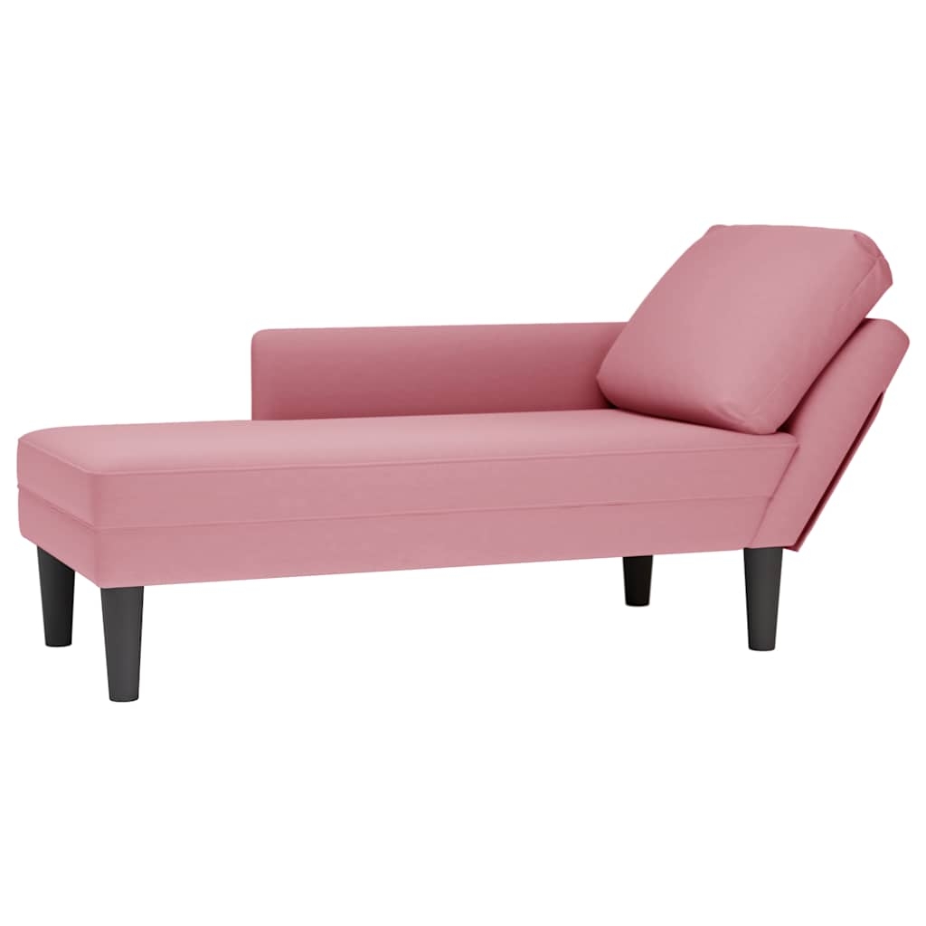 Chaiselongue mit Kissen und Rechter Armlehne Rosa Samt Chaiselongue mit Kissen und Rechter Armlehne Rosa Samt
