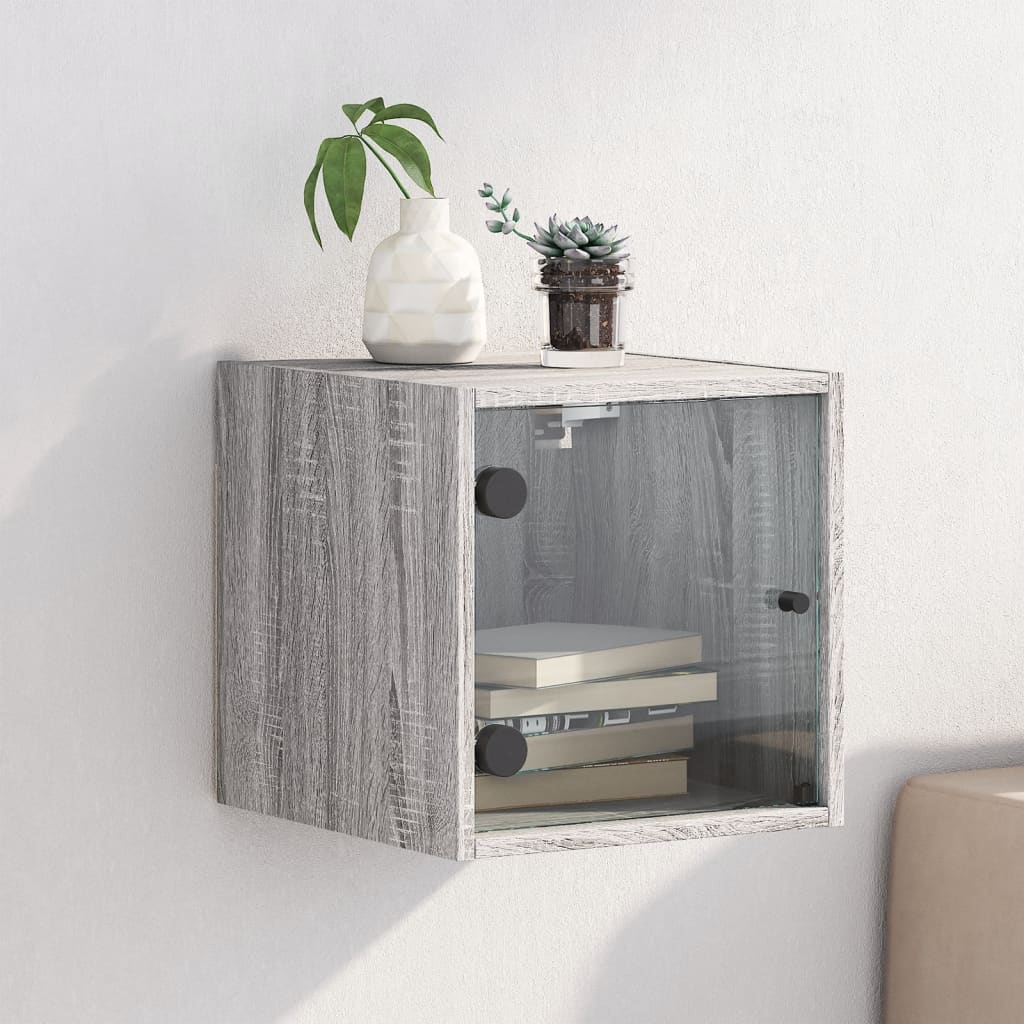Nachttisch mit Glastür Grau Sonoma 35x37x35 cm Nachttisch mit Glastür Grau Sonoma 35x37x35 cm