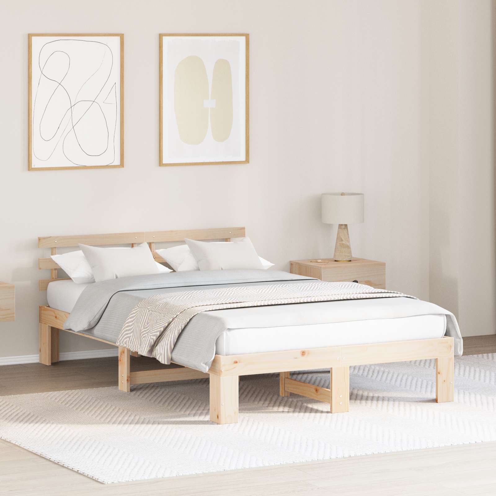 Kiefernholz Bettgestell Natürliches Holz Massivholz 140 x 190 cm