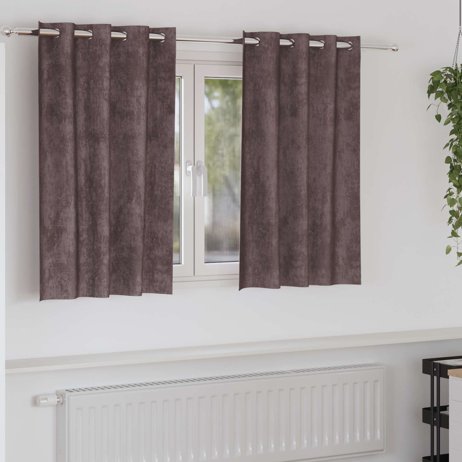 Samtvorhänge 2 Stück mit Ösen Braun 140x140 cm Samtvorhänge 2 Stück mit Ösen Braun 140x140 cm